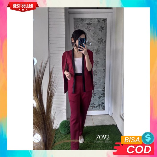 Blazer Set Wanita Korea Style Blezeran Cewek Korea Remaja Kekinian Stelann Outer Jas Kerja Kantor Fo