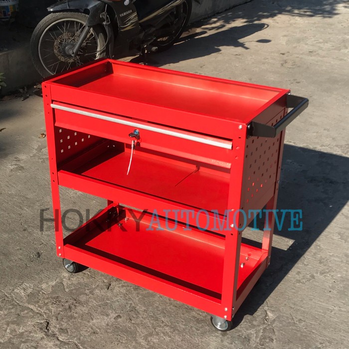 rak penyimpanan tool perbengkelan 3 tingkat + 1 drawer / tool trolley