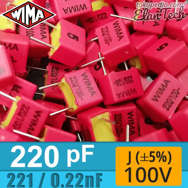 Wima 220Pf / 221 / 0.22Nf J 100V Capacitor Kapasitor Elantech