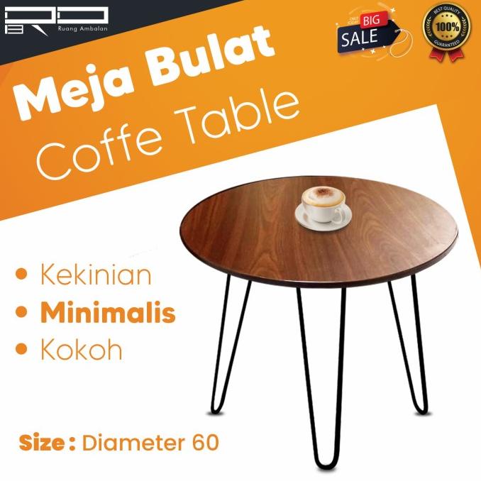 meja bulat/coffee table/meja bundar/meja cafe/ meja kayu besi bulat