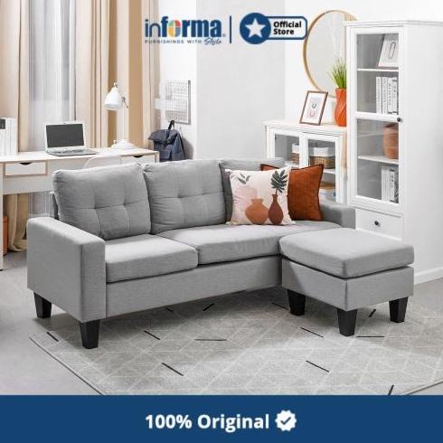 Informa - Albris Sofa Sudut Fabric - Abu-Abu