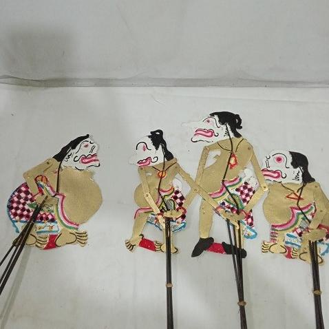 Punakawan wayang kulit asli hiasan dinding dan mainan satu set (4pcs)