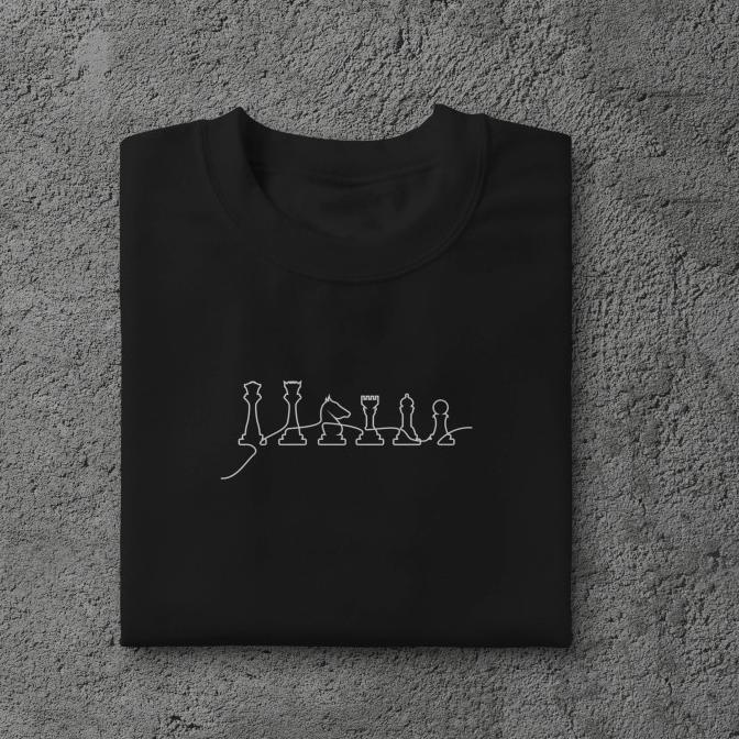 T-SHIRT PECINTA CATUR "LINE ART CATUR"- KAOS PEMAIN CATUR/KAOS CHESS