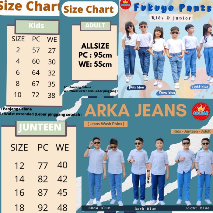 Murah Celana Jeans Anak/Tanggung/Remaja Perempuan/Laki-laki Fukuyo Caesar NON COD