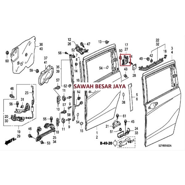 Roller Slide Door Center - Engsel Pintu Sliding Tengah Honda Freed 200 STAR