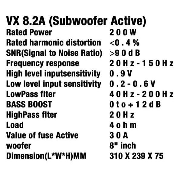 Subwoofer Kolong Venom 8.2A / Sub Kolong Venom 8.2A star