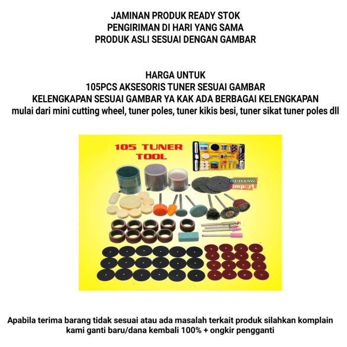 MATA BOR TUNER CUNER MINI CUTTING WHEEL MATA GERINDA MINI POLES 105PCS terlaris