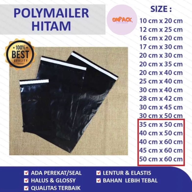 

Ready Stok.. Plastik Polymailer Hitam Ukuran Besar 100Pcs RAMAH LINGKUNGAN GJQ