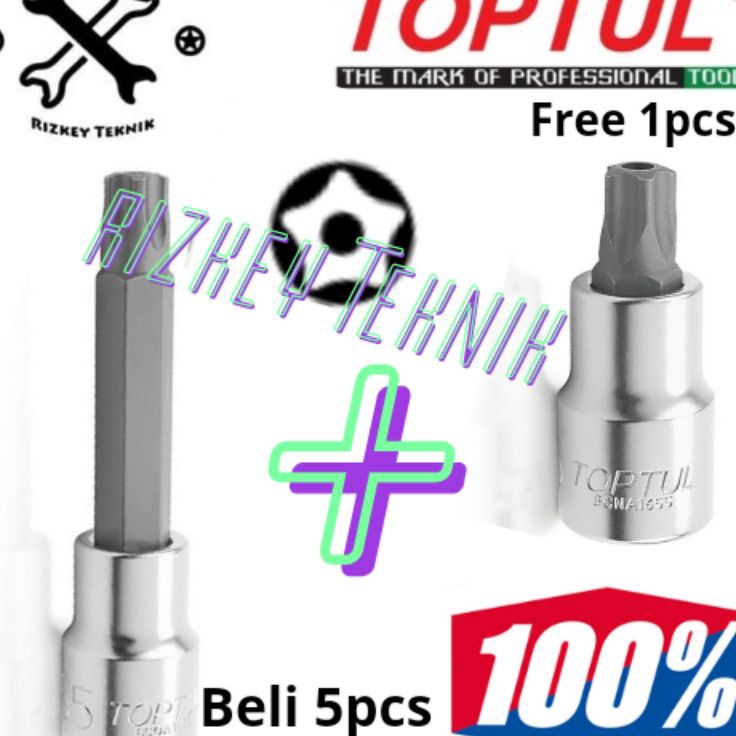 ➞ Mata Kunci Sok Socket bospomp BINTANG T30 SEGI 5 LUBANG DR 1/2" Kunci T30 Bintang 5 z Produk Terki