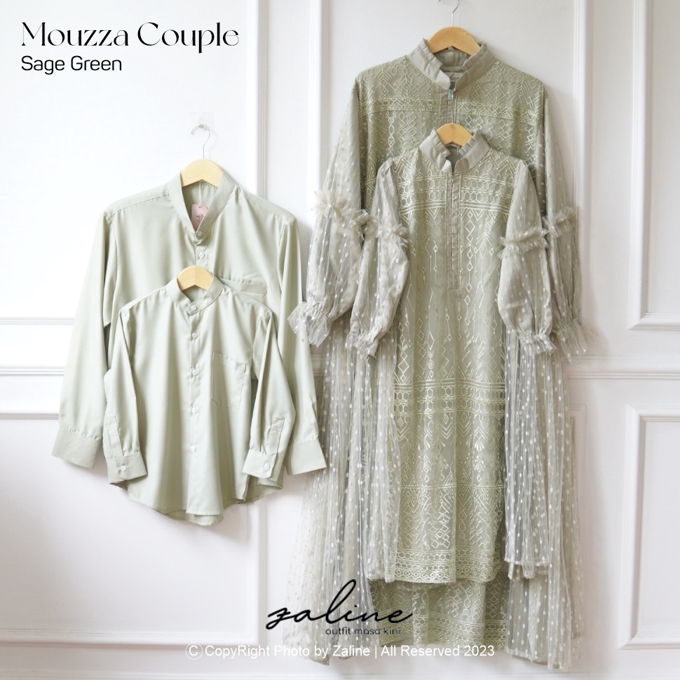 Kodev2V6h Zaline - [SARIMBIT MOUZZA RAYYA SERIES LEBARAN 2024 SAGE GREEN] Baju Gamis Dress Outfit Ko
