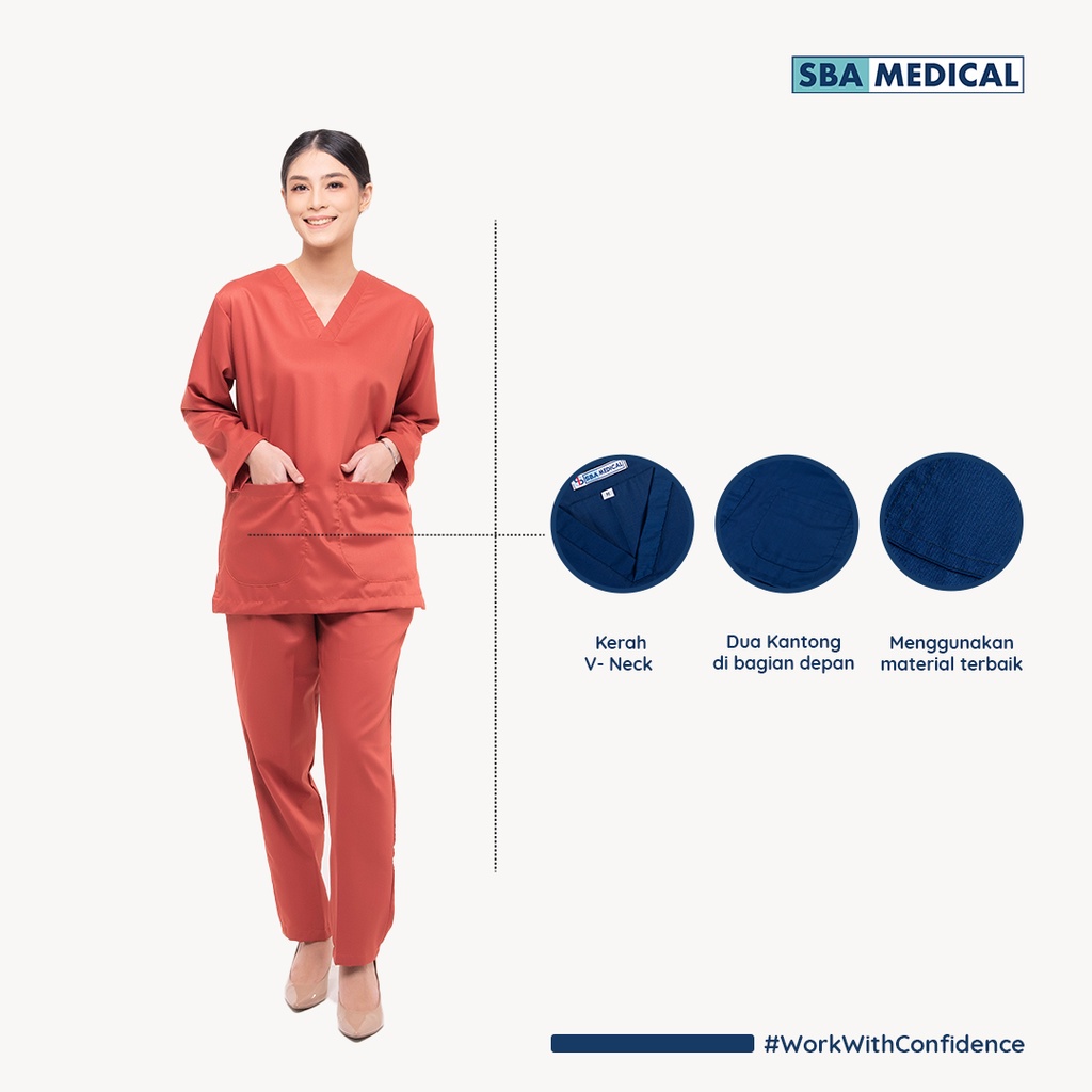 XT3 SBA MEDICAL [FREE BORDIR NAMA] - BAJU OK BAJU OK LENGAN PANJANG SCRUB OK BAJU MEDIS - SCRUB