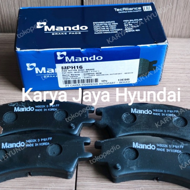 Terlaku.. Kampas rem depan Hyundai Atoz Kia Visto 2001 kebwh
