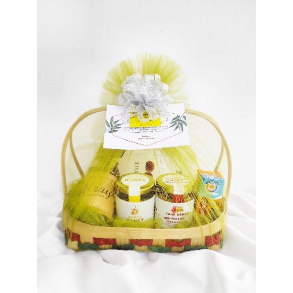 

Eid / Ramadan / Lebaran Bamboo Basket Healthy Hampers - Keranjang Bambu - Madu, Vitan C, - Parsel