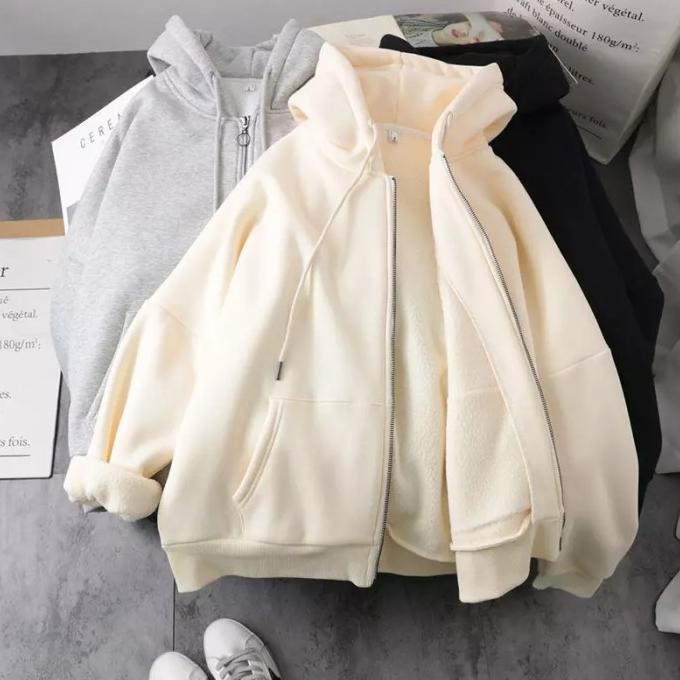 Jaket Hoodie Zipper Polos Unisex Oversize Import Jaket Ziper Wanita