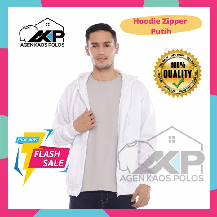 jaket pria SIZE XXL - Jaket Sweater Hoodie Zipper Polos Resleting Putih Pria(B4N4) jaket baseball pr