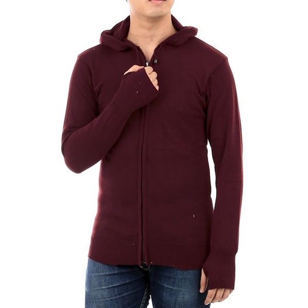 jaket pria HOODIE RAJUT MERAH MAROON JAKET SWEATER MURAH PRIA WANITA DISTRO PROMO(Z0I9) atasan pria 