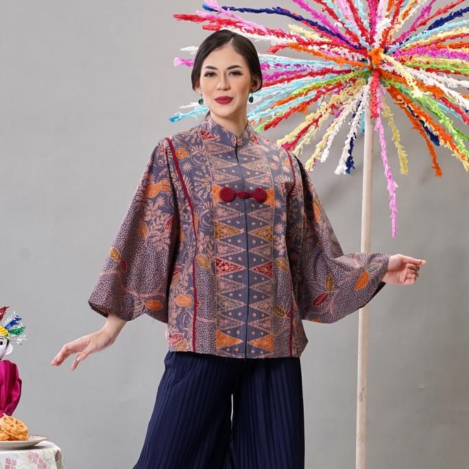 NONA RARA-Wing Betawi T2207,Baju kerja blouse batik wanita modern