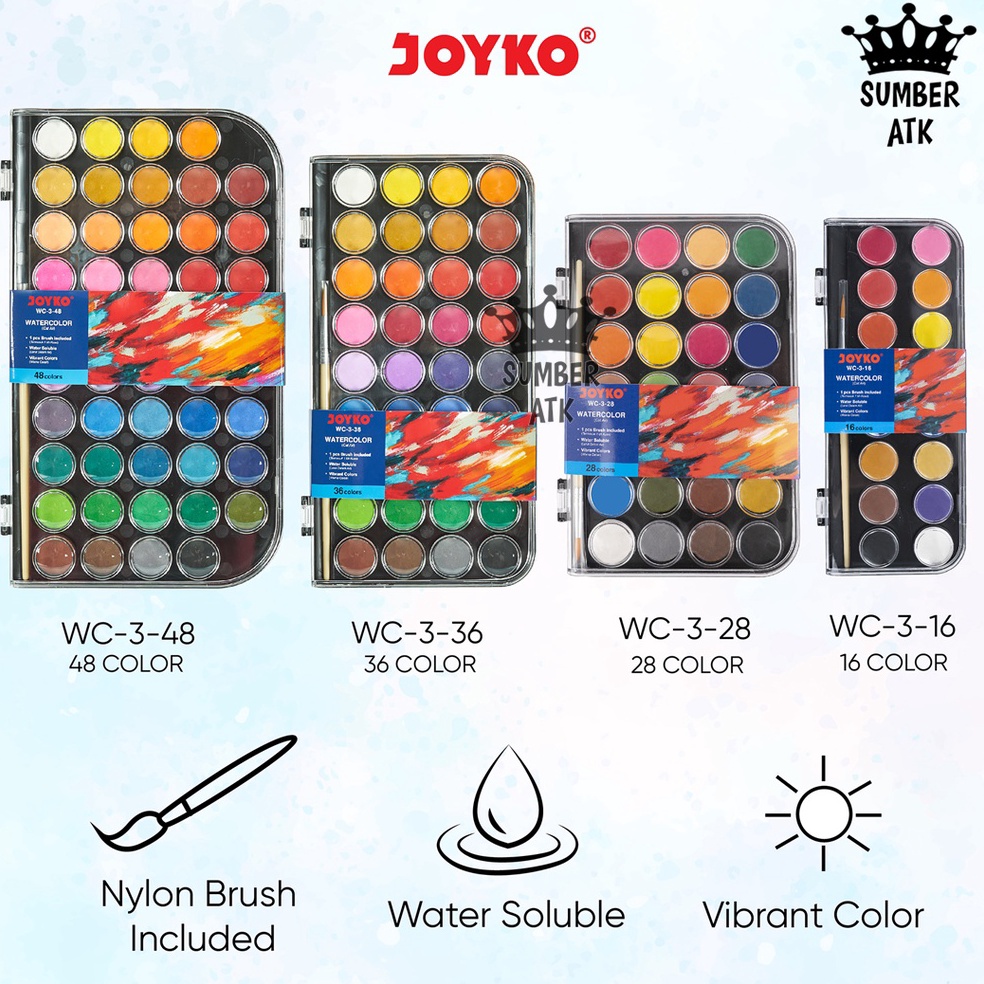 

MEN SALE Watercolor Set Cat Air Joyko WC-3 16 , 28 , 36 , 48 COLOR