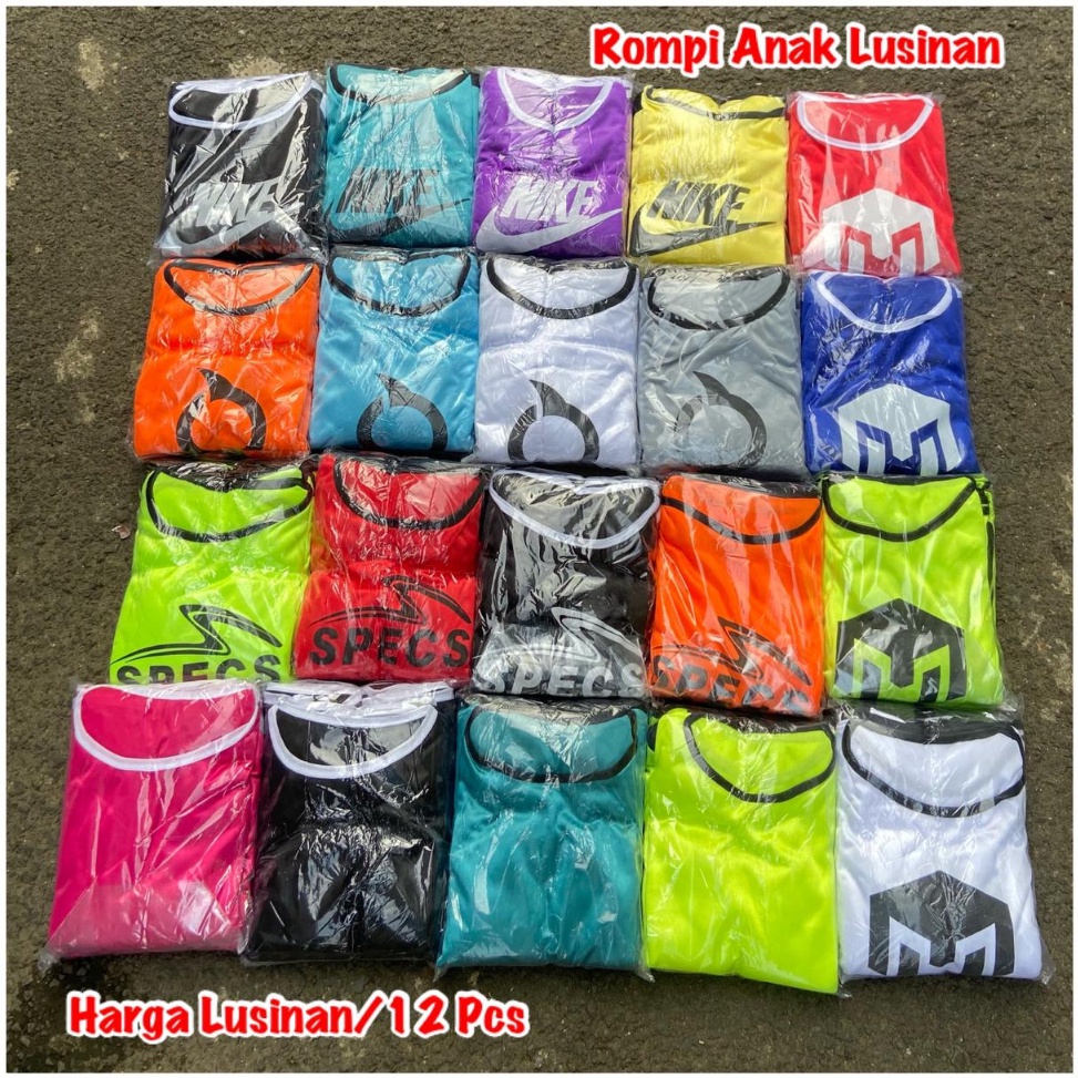 Klik Pesant0T4f 12 pcs Rompi Olahraga Sepakbola Futsal Anak Anak Lusinan Rompi Futsal Bola Junior Lu