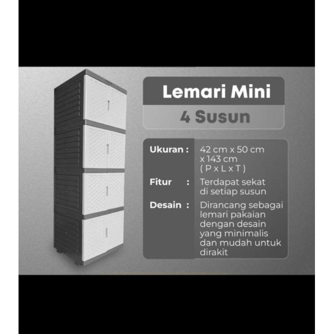 LEMARI PLASTIK LEMARI PAKAIAN SUSUN 4 MOTIF ROTAN MINIMALIS | LEMARI LARASSAFITRI6