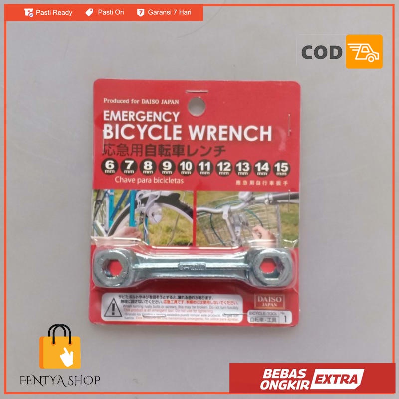 daiso emergency bicycle wrench 10 in 1 kunci inggris sepeda 6-15 mm