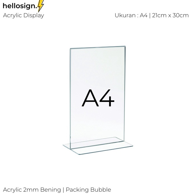 

[HZL ❦❦] Akrilik Display A4 | Tempat Brosur A4 | Acrylic Tent Card Holder Type T - virral.!!