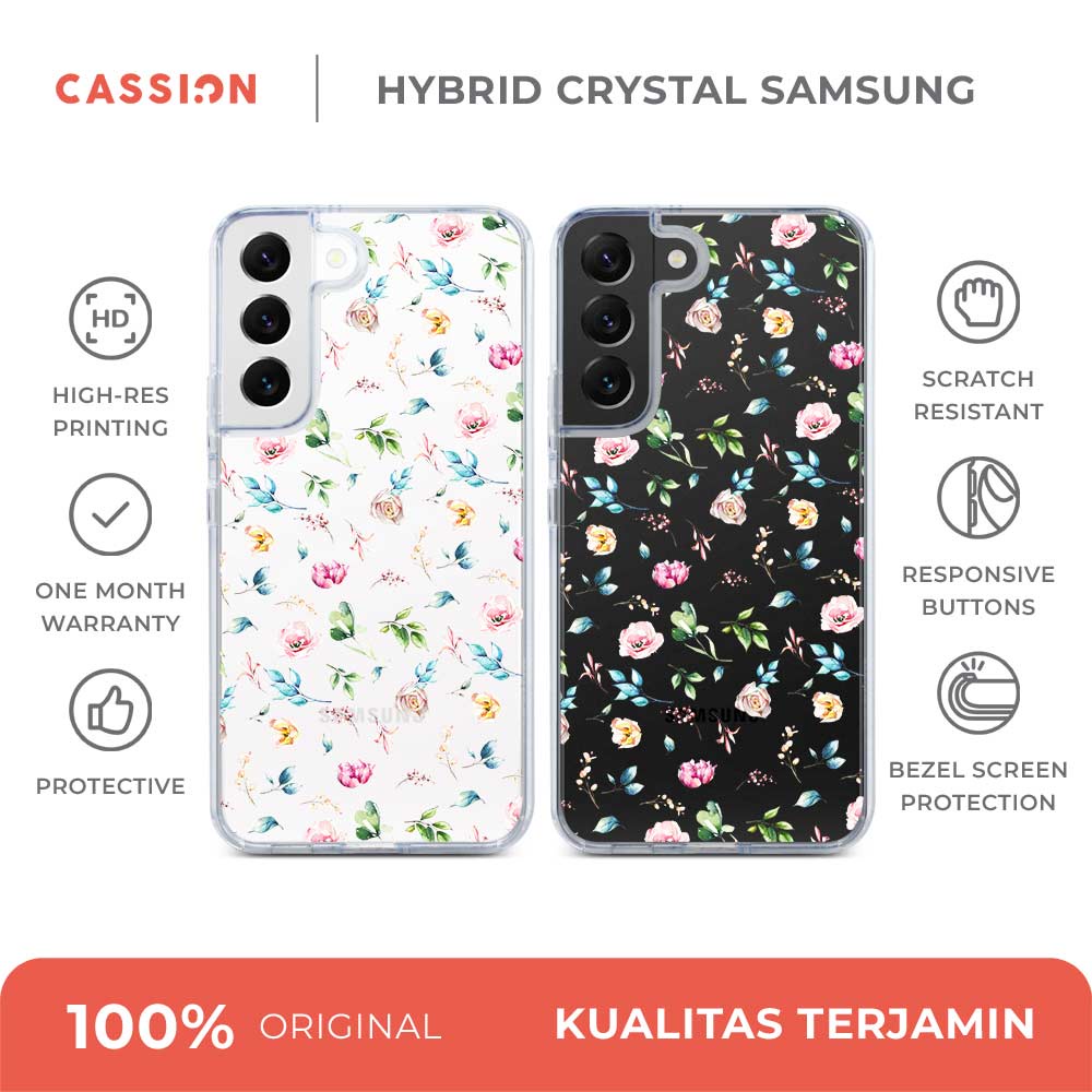Cassion Hybrid Case For Samsung S23 S22 S21 S20 Note 20 FE Plus Ultra Case Beautiful Pink &amp; Flower Field