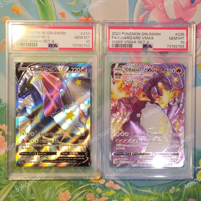 Psa Graded - Charizard V & Charizard Vmax Shiny Indonesia Psa 10