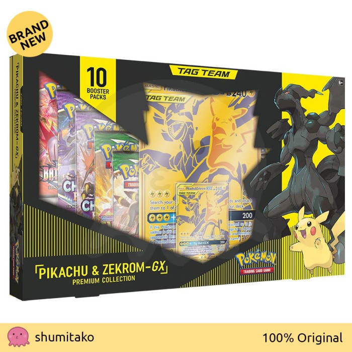 Pokemon Tcg Tag Team Pikachu & Zekrom Gx Gold Premium Collection