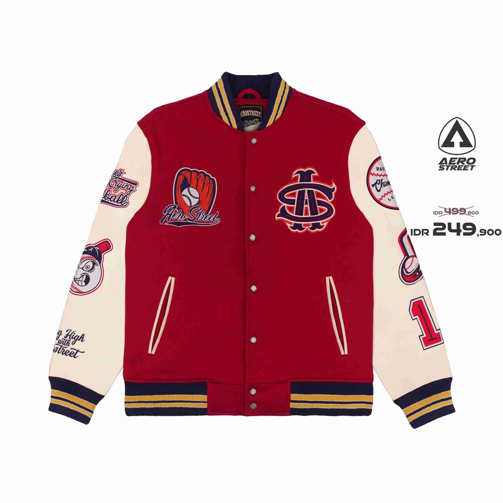 Aerostreet Varsity Baseball Merah Jaket JADAA