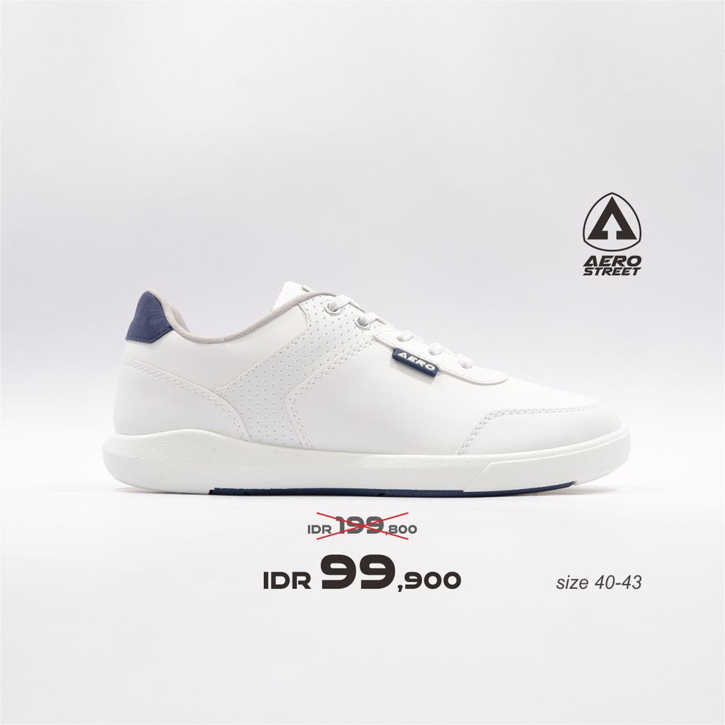 Aerostreet 40-43 Arthur Putih - Sepatu Sneakers Casual Sport Sekolah Pria Wanita Aero Street
