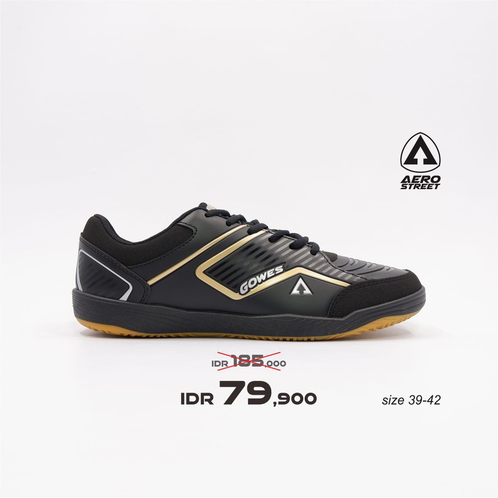 Aerostreet 39-42 Gowes Hitam Emas - Sepatu Sneakers Casual Sport Sekolah Pria Wanita Aero Street