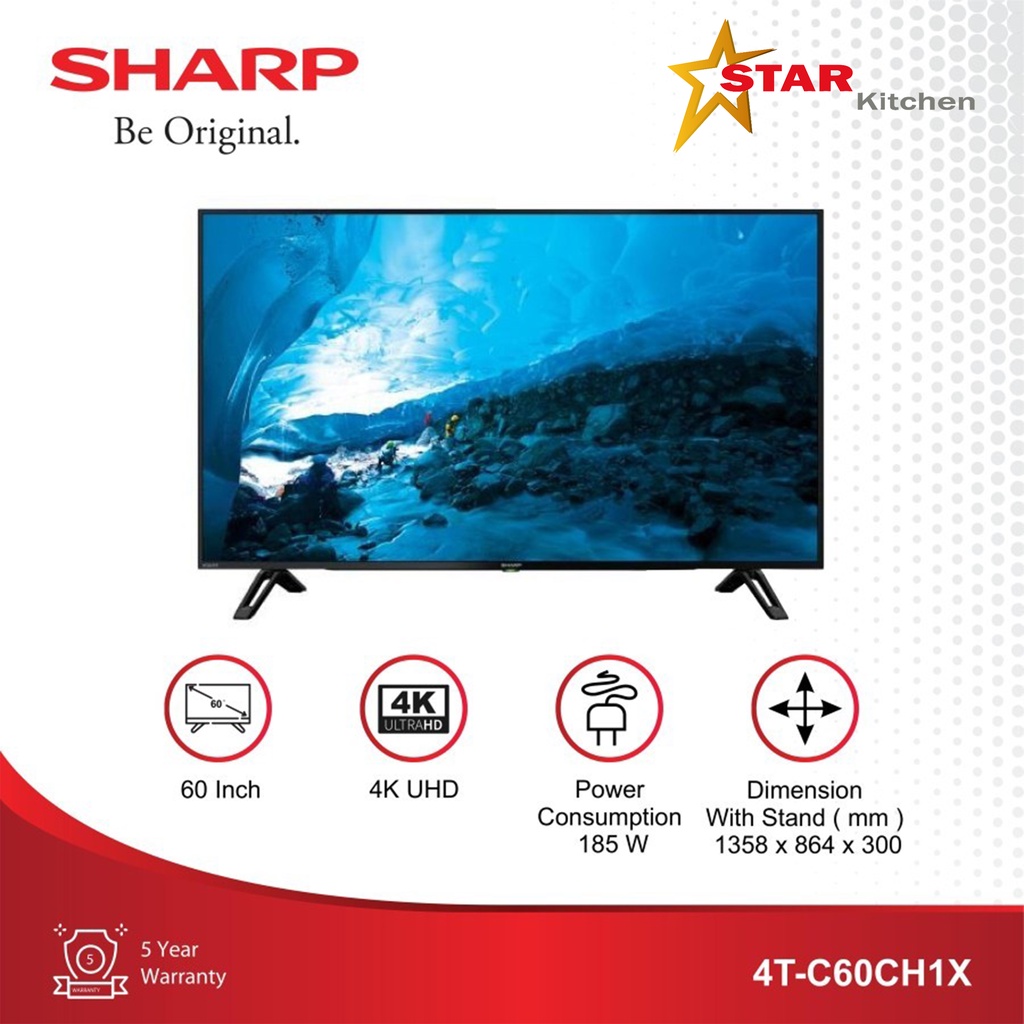 Sharp LED TV 4K Ultra-HDR Basic TV 4T-C60CH1X Black 60 inch