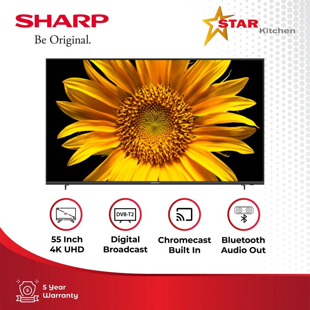 Sharp LED TV 4K Ultra-HDR Easy Smart TV 4T-C55EJ2X Black 55 inch