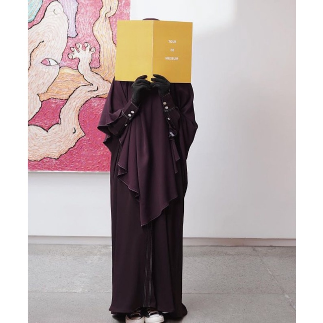Elmadina Luna Abaya Dark Maroon size M Dark Cherry Kemejabaya Raisin