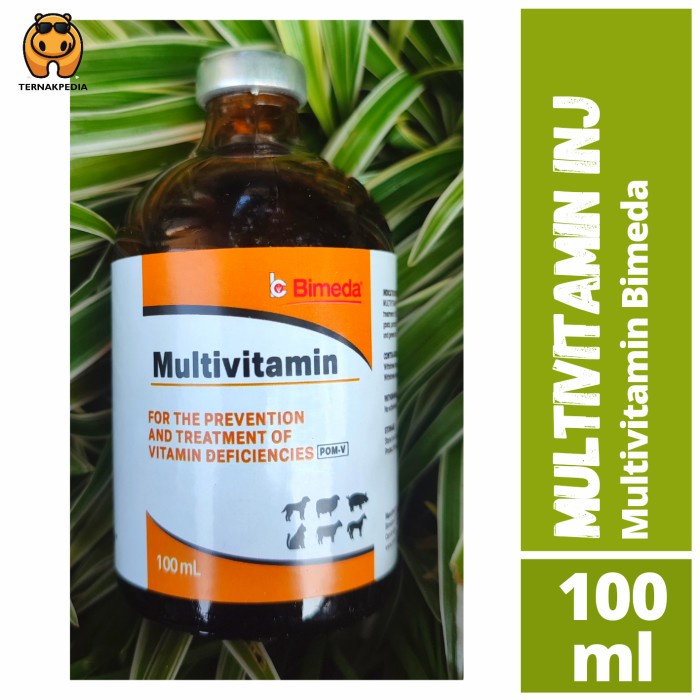 Multivitamin injeksi 100ml - Injeksi Multivitamin - Vitamin Hewan