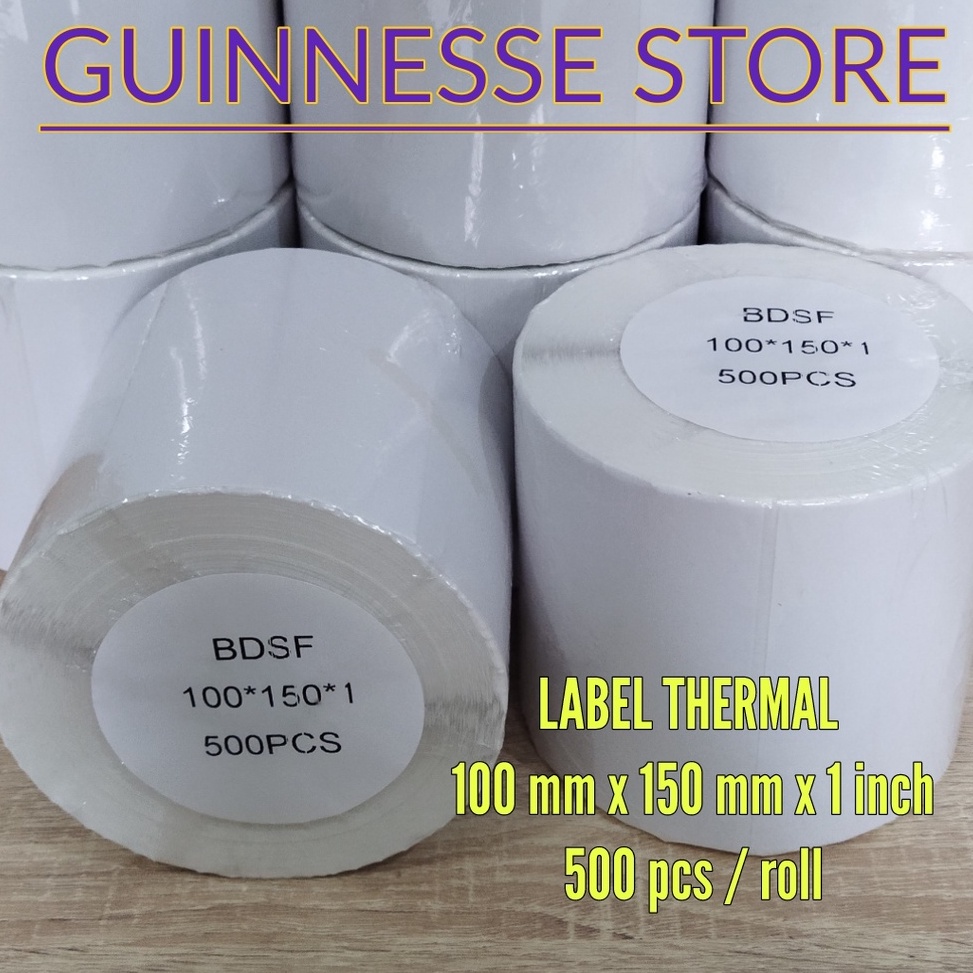 

✭Ready Stock Label Thermal - Sticker Thermal - Stiker Thermal - Kertas Thernal - 100 x 150 x 1 isi 500 pcs per roll H52 ❂