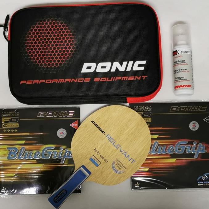 Bet Pingpong Donic Relevant plus karet Donic Bluegrip lengkap Set