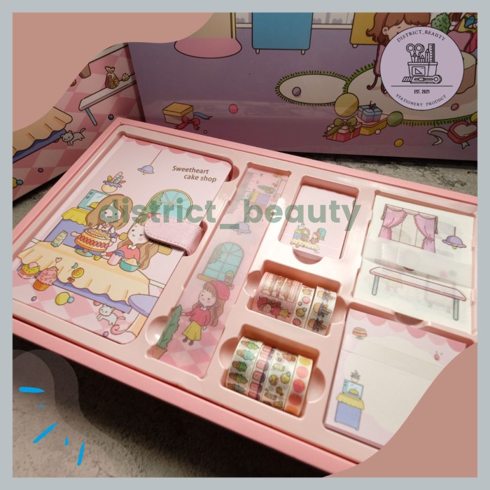 

Ready Jurnal 7 In 1 Sweetheart Cake Shop Set Alat Tulis Free Hard Box _.