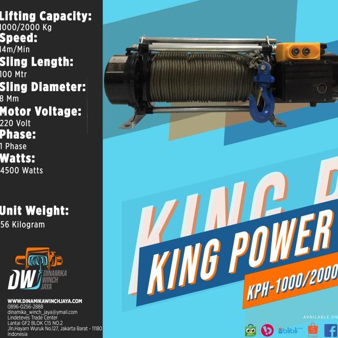 New | Electric Hoist | Wire Hoist | Katrol Elektrik Kph 2000 Kg 100M