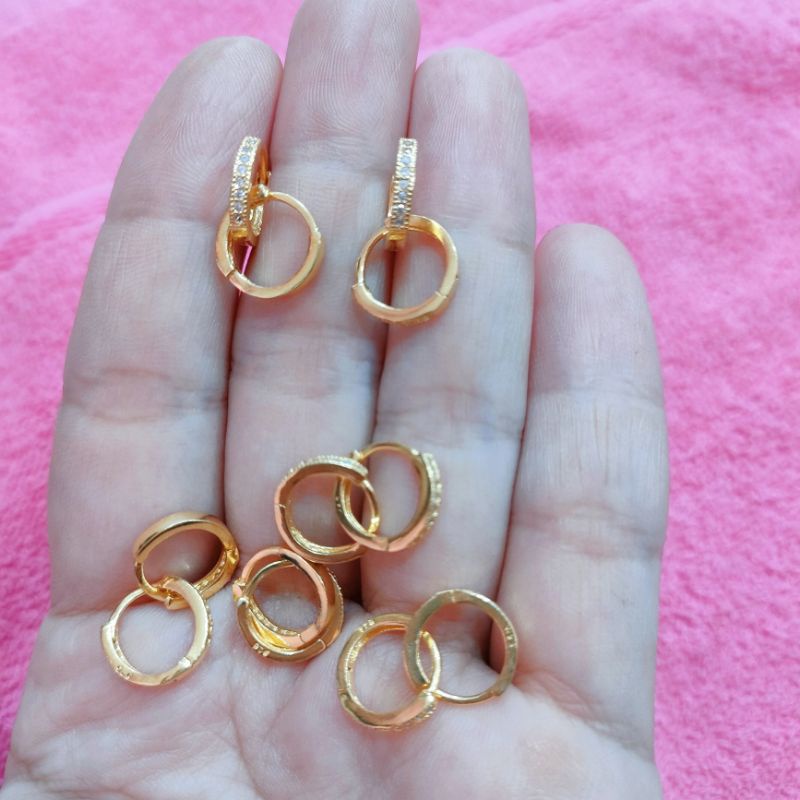 Anting Jepit Bulat Perak 925 Lapis Emas