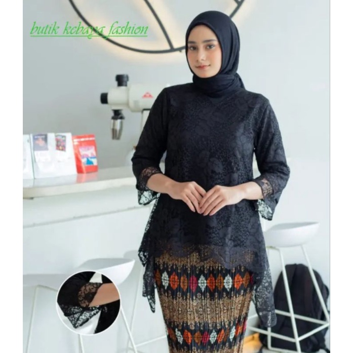 SETELAN KEBAYA RINJANI JUMOBO WARNA HITAM KEBAYA BRUKAT BIANCA KEBAYA WISUDA KEBAYA PESTA KEBAYA KON