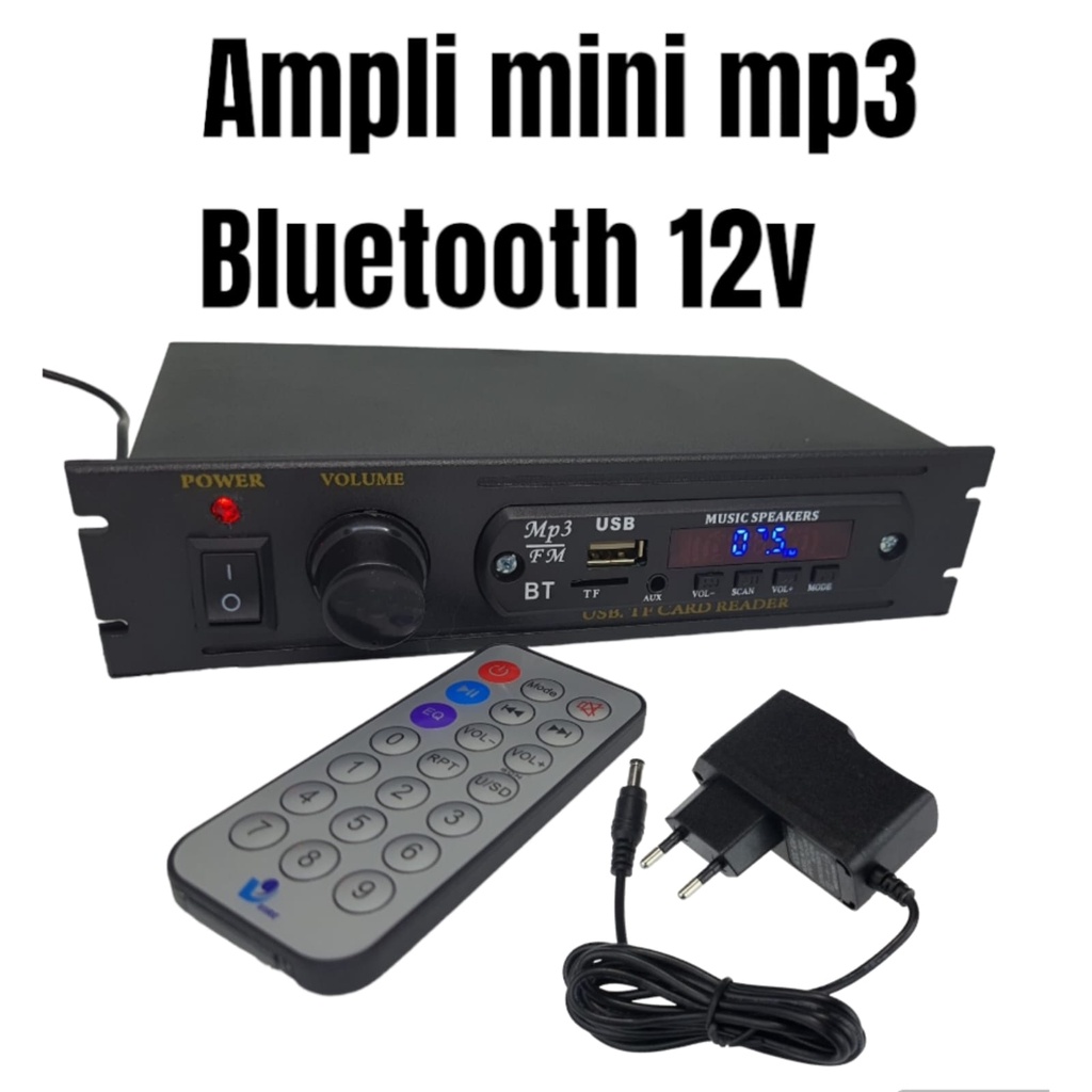 POWER AMPLIFIER MINI 12V MP3 Bluetooth USB RADIO FM MMC AUX dengan amplifier rakitan 12 volt stereo 