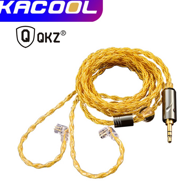 ➭ QKZ T1 Earphone Kabel Upgrade Berlapis Perak 4 core Upgrade QDC 2PIN 3.5MM Plug Earphone Kawat Kab