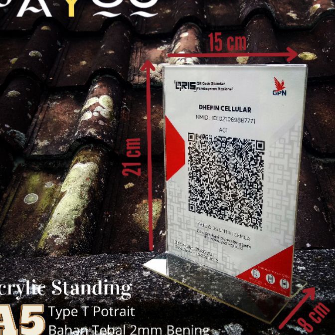 

[E.♫✪XG> Acrylic Standing A5 Type T Potrait/ Tempat QRIS/ Brosur/ Menumurah.!