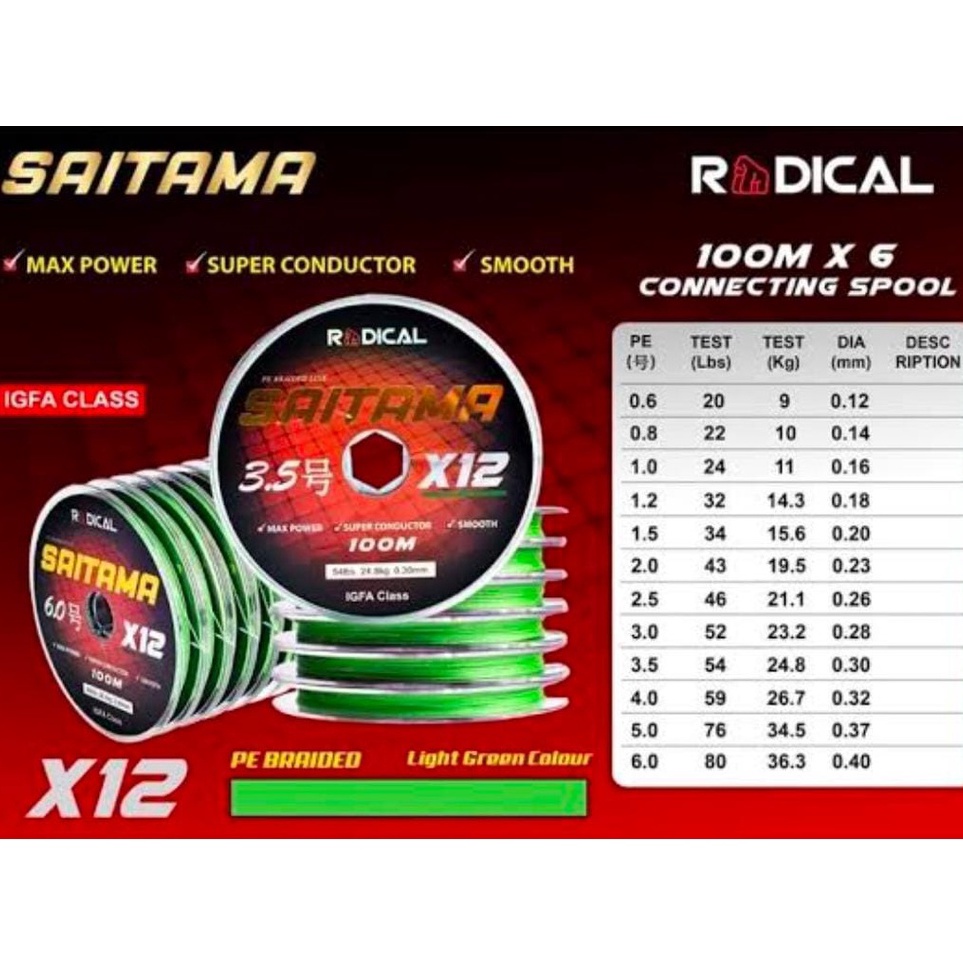 ➻SPq SENAR PE BRAID RADICAL SAITAMA  X12 100M | CONNECTING ✬ ★★★★