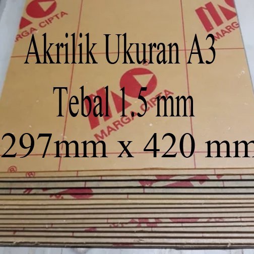 

(OO㊚.P㊖) Lembaran Akrilik Marga Cipta A3 1.5mmterrviral..!