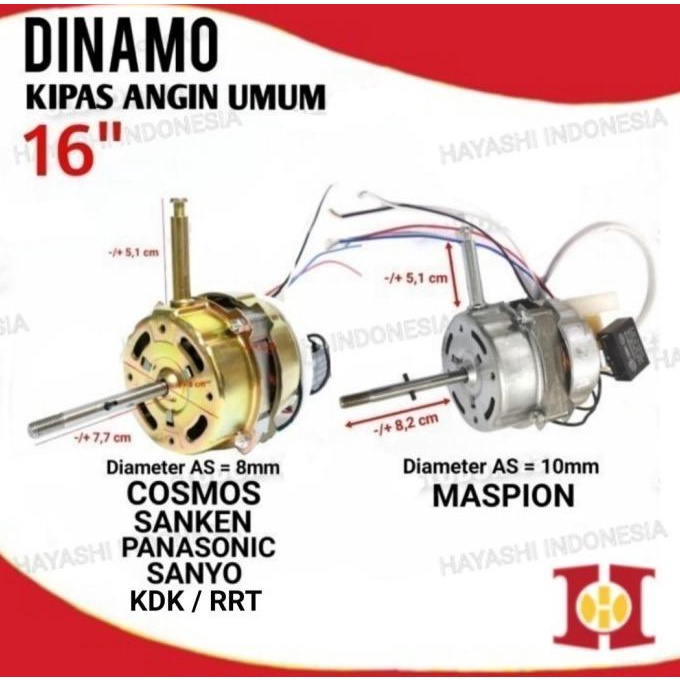 Dinamo Motor Mesin Kipas Angin Cosmos Maspion Miyako Sanken KDK RRT