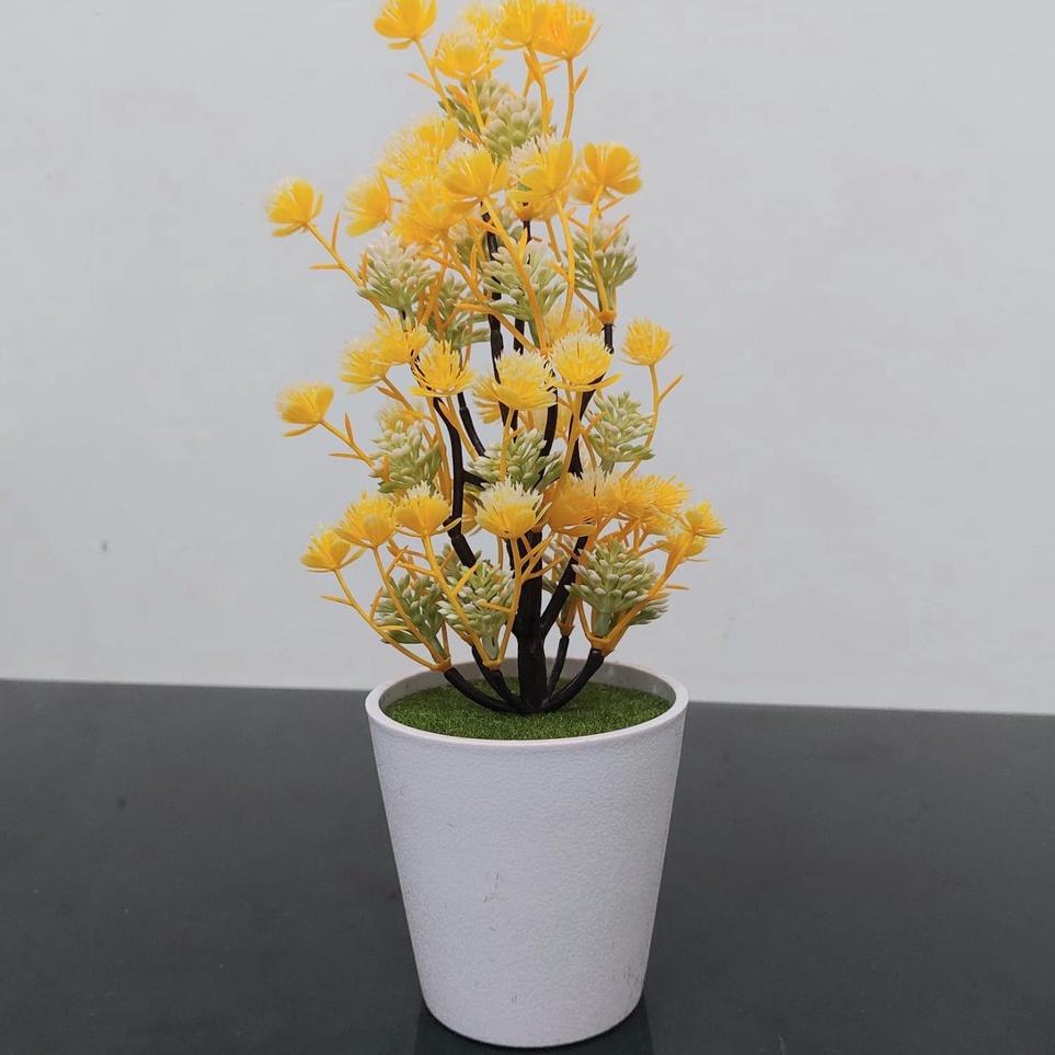 GK Bunga Plastik Hias Pajangan pot Tanaman Dekorasi pohon Bonsai Seruni ❈ ☯