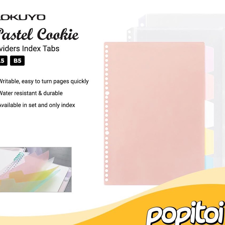 

[I.㊛➛HJ> KOKUYO Pastel Cookie Loose Leaf Binder Dividers Index Tabs w/ Clear Zipper A5 B5terviral.